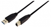 Kabel USB 3.0 A => B 3,00m črn LogiLink (CU0025)