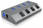 Schnellladegerät 4-Port IcyBox USB 5V 20W IB-HUB1405 (g) IB-HUB1405
